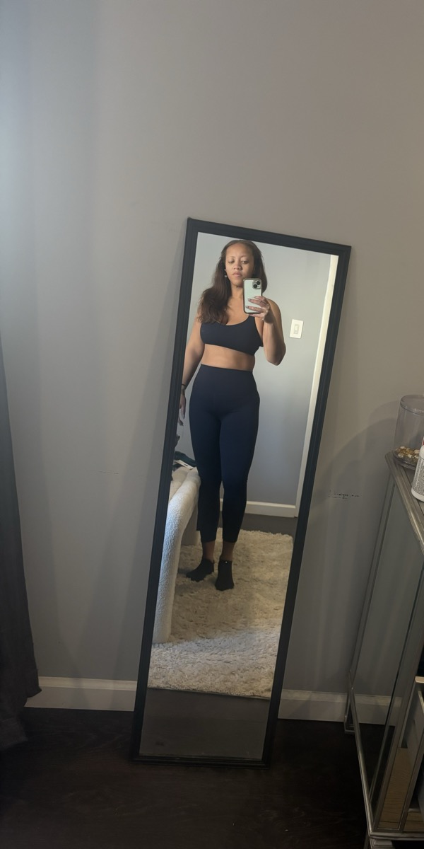 Helena Harris after training with Michael, posing in the mirror